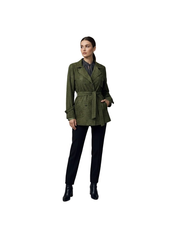 Smoky Egypt Smoky Suede Double-Breasted Jacket-Olive - Image 1